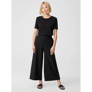 Eileen Fisher System Lightweight Washable Stretch Crepe Wide Leg Ankle Pants 6